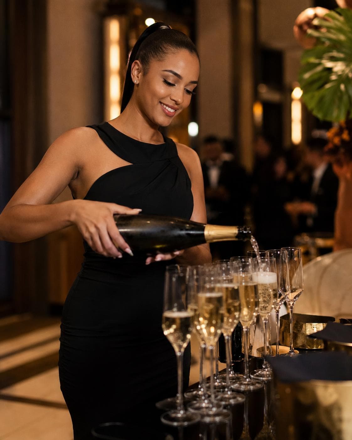 Silq Promotions promotional model at an evening hospitality event